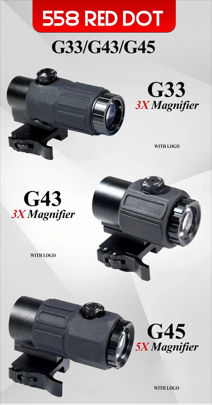 558 G33 Combo Hunting Holographic Sight Red Green Dot Reflex Tactical G43 G45 3X 5X Magnifier Sight Folding Side Flip Riflescope