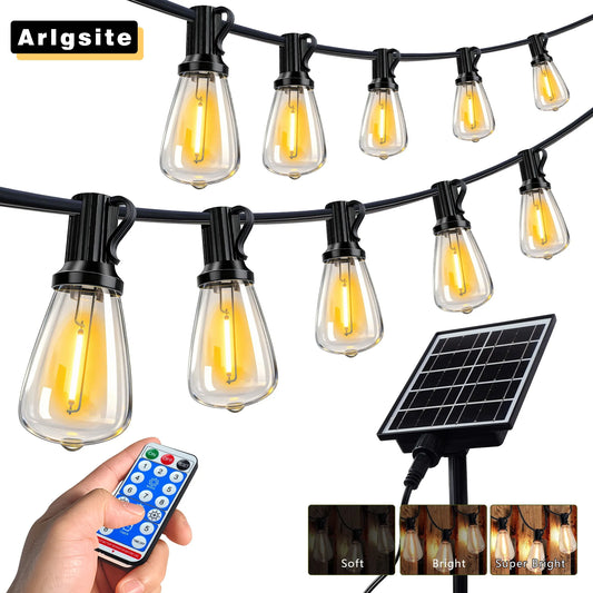 100FT Solar Outdoor String Lights IP65 Waterproof Patio Lights,