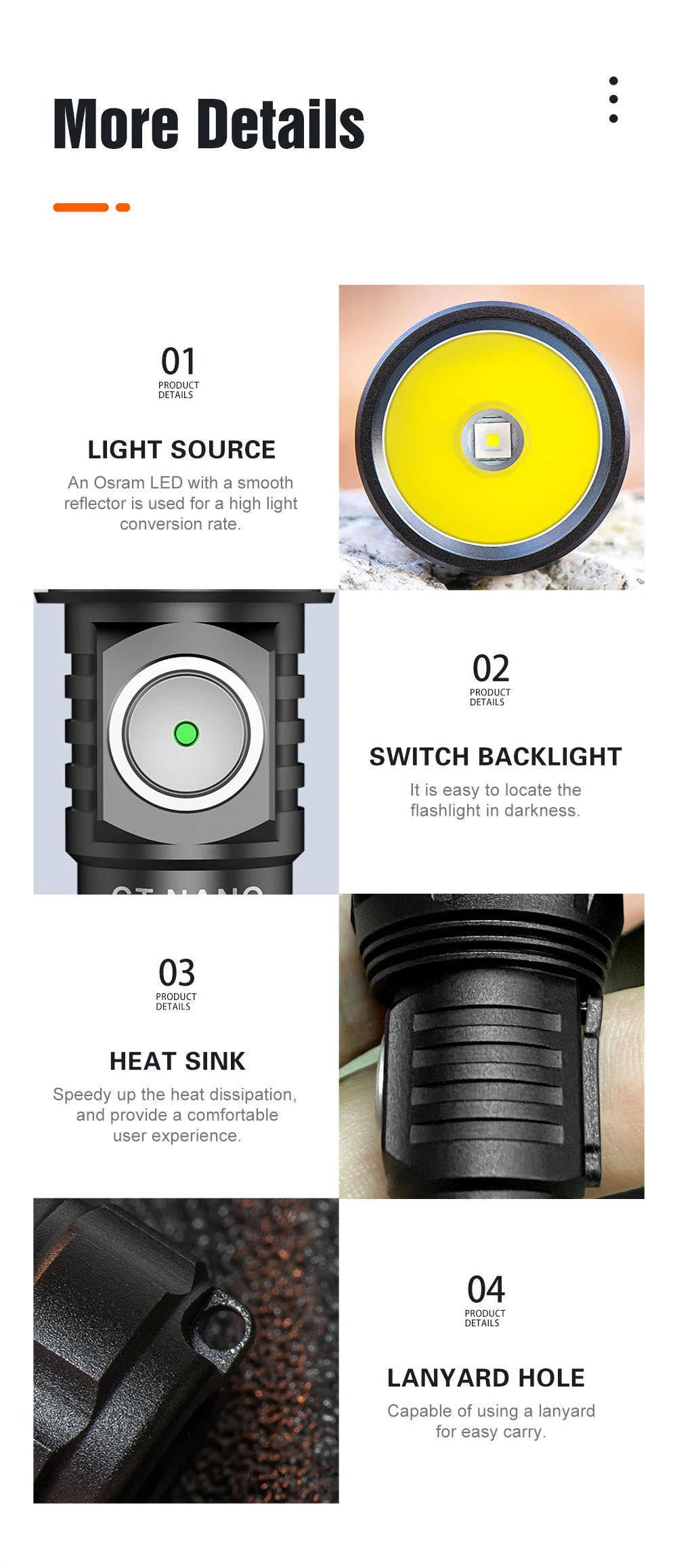 Professional Outdoor Flashlight   450 meters USB TYPE