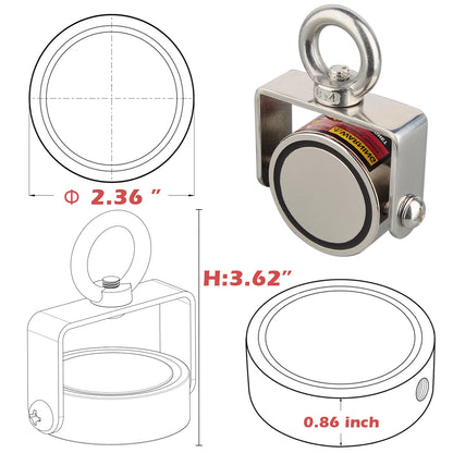 200KG Strong Magnetic Deep  N52 D55x35mm