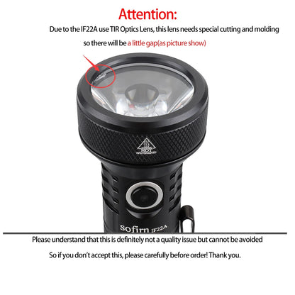 Sofirn IF22A 2100lm Flashlight 21700 Powerful Light SFT40 LED 680M Long Range USB C Rechargeable Charging
