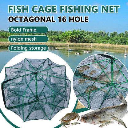 Folding lobster cage 2025  fish shrimp crayfish crab fishing net nylon material