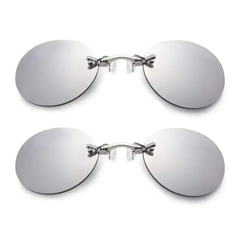 1-2PCS Clip On Nose Glasses Round Rimless Matrix Morpheus Sunglasses