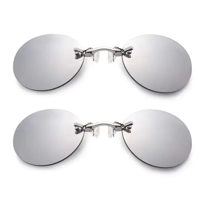 1-2PCS Clip On Nose Glasses Round Rimless Matrix Morpheus Sunglasses