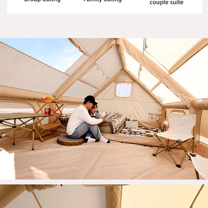 Camping Inflatable Tent for Family, PVC Skylight Air Tube, Camp Base Tents, 12 Square Meters, Large Space, 6-8 Person