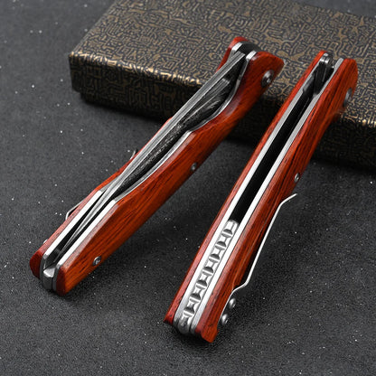 SDOKEDC VG10 Damascus Steel Folding Knives  Rosewood Handle