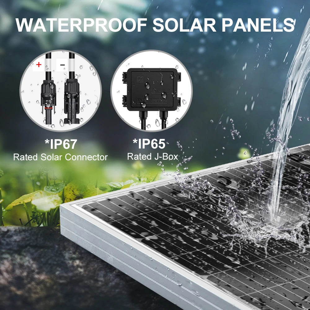 DOKIO 18V 100W Rigid Solar Panel  18V Monocrystalline Silicon Waterproof Solar Panel Charging 12V #DSP-100M Camping/Home/RV