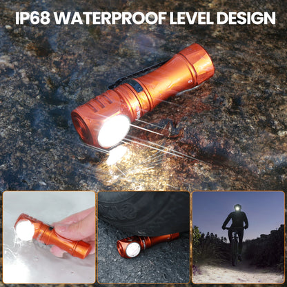 Wurkkos HD10 Headlamp Rechargeable 14500 IP68 Mini EDC 1200Lm 3* 90 CRI LEDs + 3* RGB Aux LEDs Anduril 2.0 Fishing Camping Torch