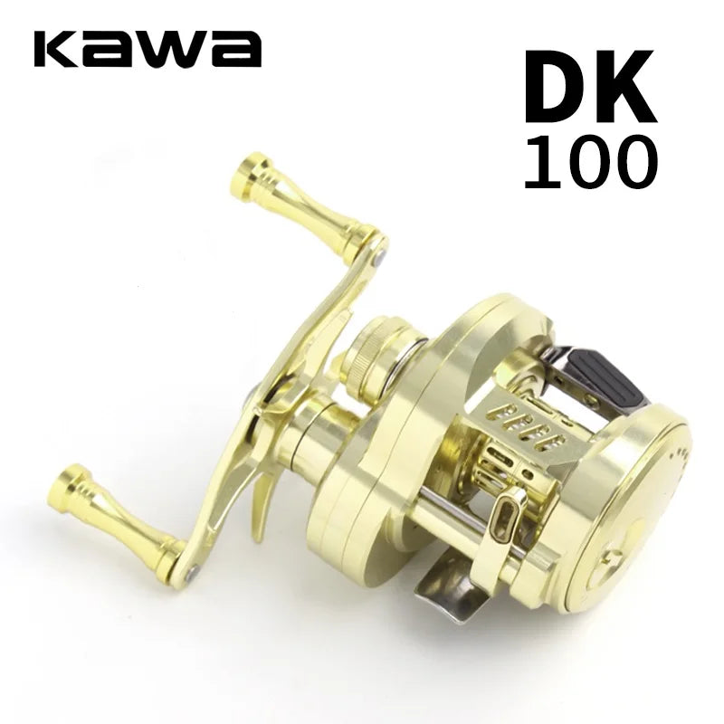Kawa Fishing Reel Cast Drum Wheel DK100/150/200 Drag 7/15kg Casting Reel12+1BB Weigt 188/203g Metal Body Handle With Rubber Knob