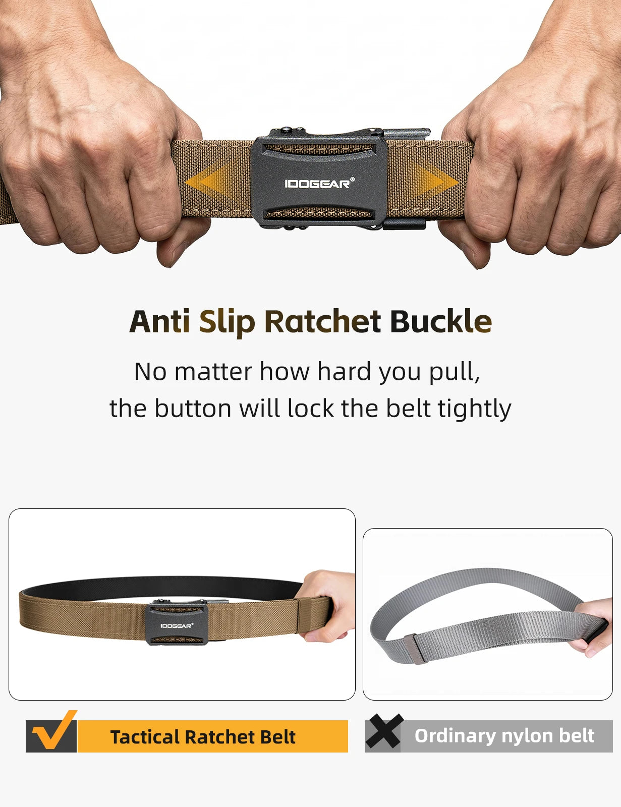 IDOGEAR Tactical Ratchet Belt 1.25” EDC Gun Belt Heavy-Duty Nylon CCW Belts