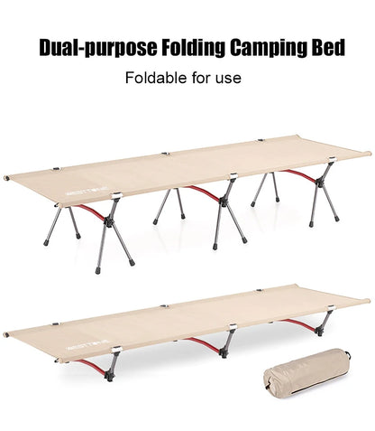 WESTTUNE Camping Cot with Leg Extenders Portable Folding Bed Ultralight Aluminum Alloy