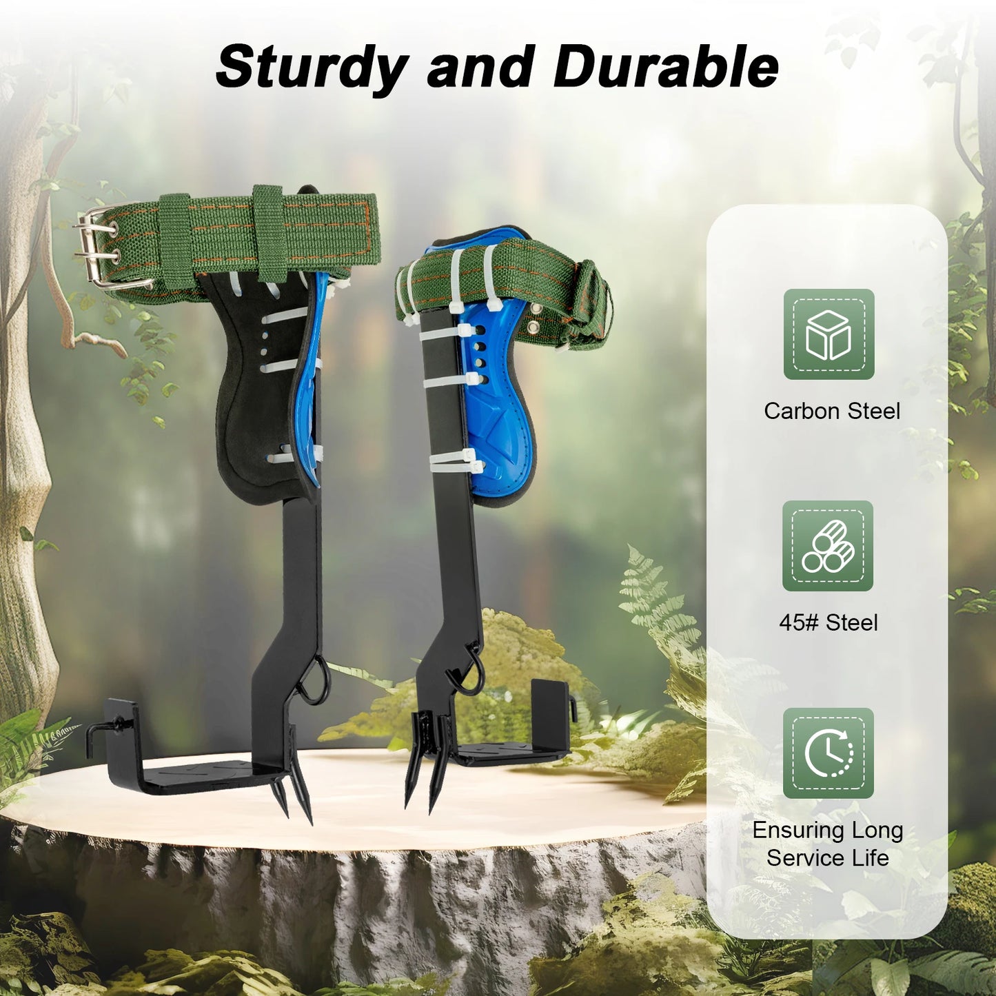 Tree Climbing Spikes Kit w/Safety Harness Gloves Double Teeth