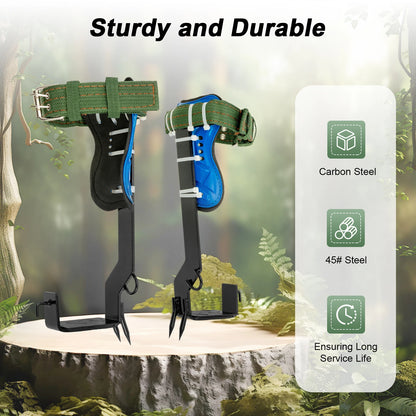 Tree Climbing Spikes Kit w/Safety Harness Gloves Double Teeth