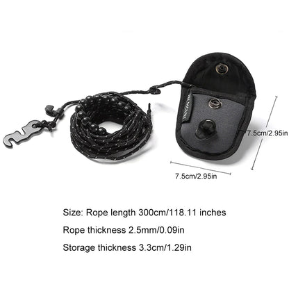 3 M Camping Stretch Clothesline With 12 Clips Hanging Laundry Drying Rope Portable