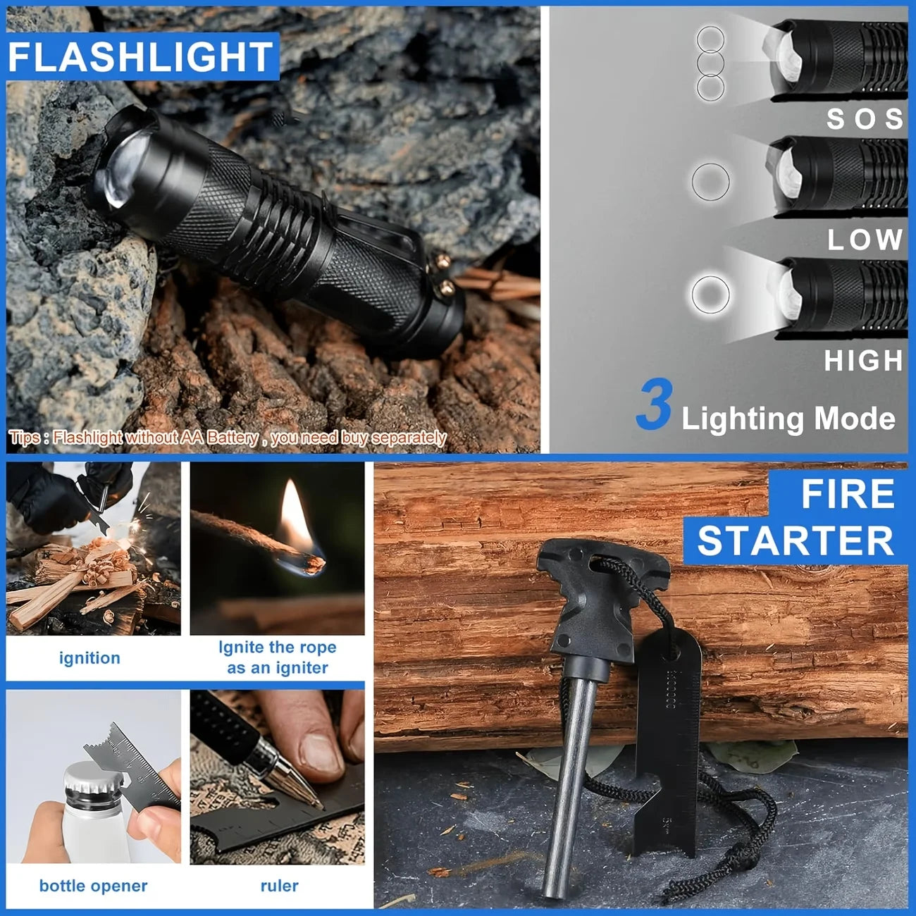 Men's Ultimate Survival Kit - 12-115 Piece Emergency Gear for Outdoor Adventure