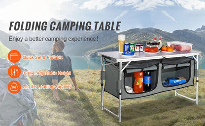 SucceBuy Camping Kitchen Table Quick set-up Folding Camping
