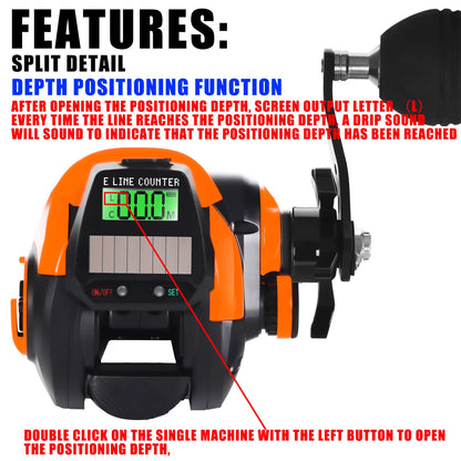 SAMOLLA Fishing Reel USB And Solar Charging Electronic Baitcasting Led Screen 7.2:1 Saltwater Waterproof Cast Drum Wheel Casting