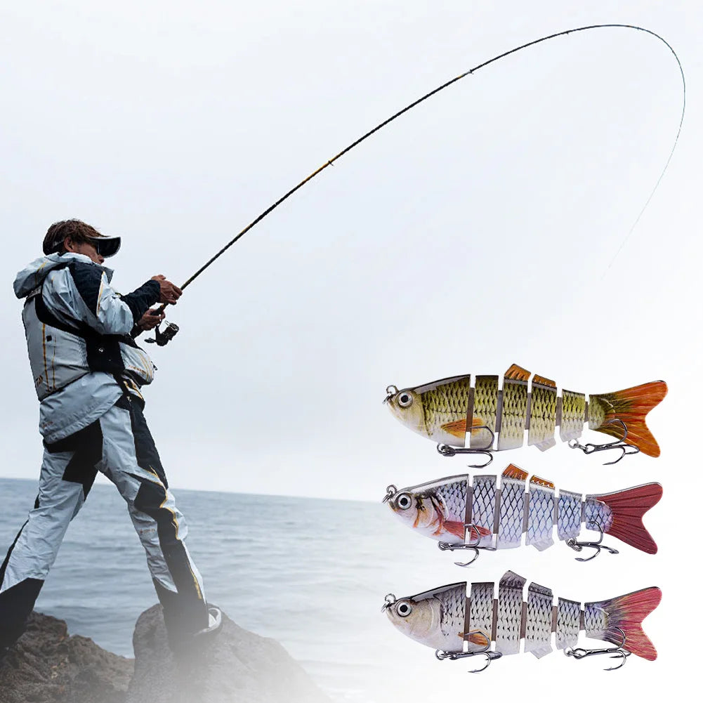 10cm/16.5g Robotic Fishing Lure with Treble Hooks 3D Artificial Hard Bait Lifelike Slow Sinking Fish Bait for Bass Pike Fishing