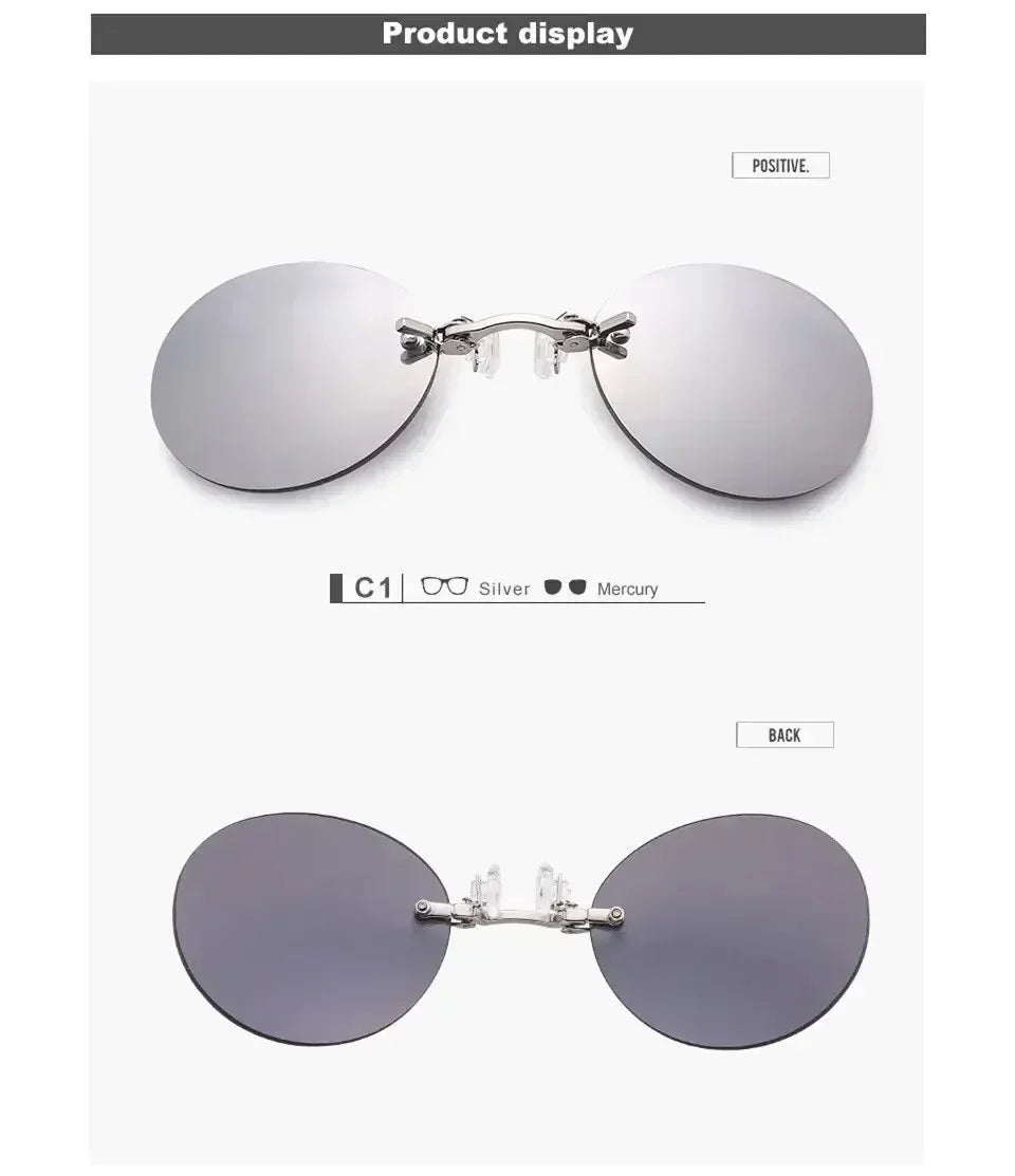 1-2PCS Clip On Nose Glasses Round Rimless Matrix Morpheus Sunglasses