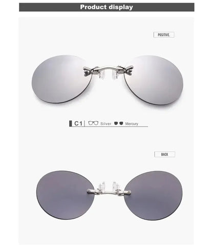 1-2PCS Clip On Nose Glasses Round Rimless Matrix Morpheus Sunglasses