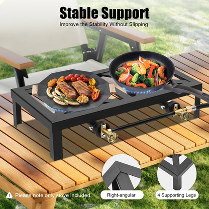 Portable 1/2 Burner Outdoor Gas Stove Propane Cooker with Adjustable 0-10Psi Regulator Hose for Patio Camping, BBQ