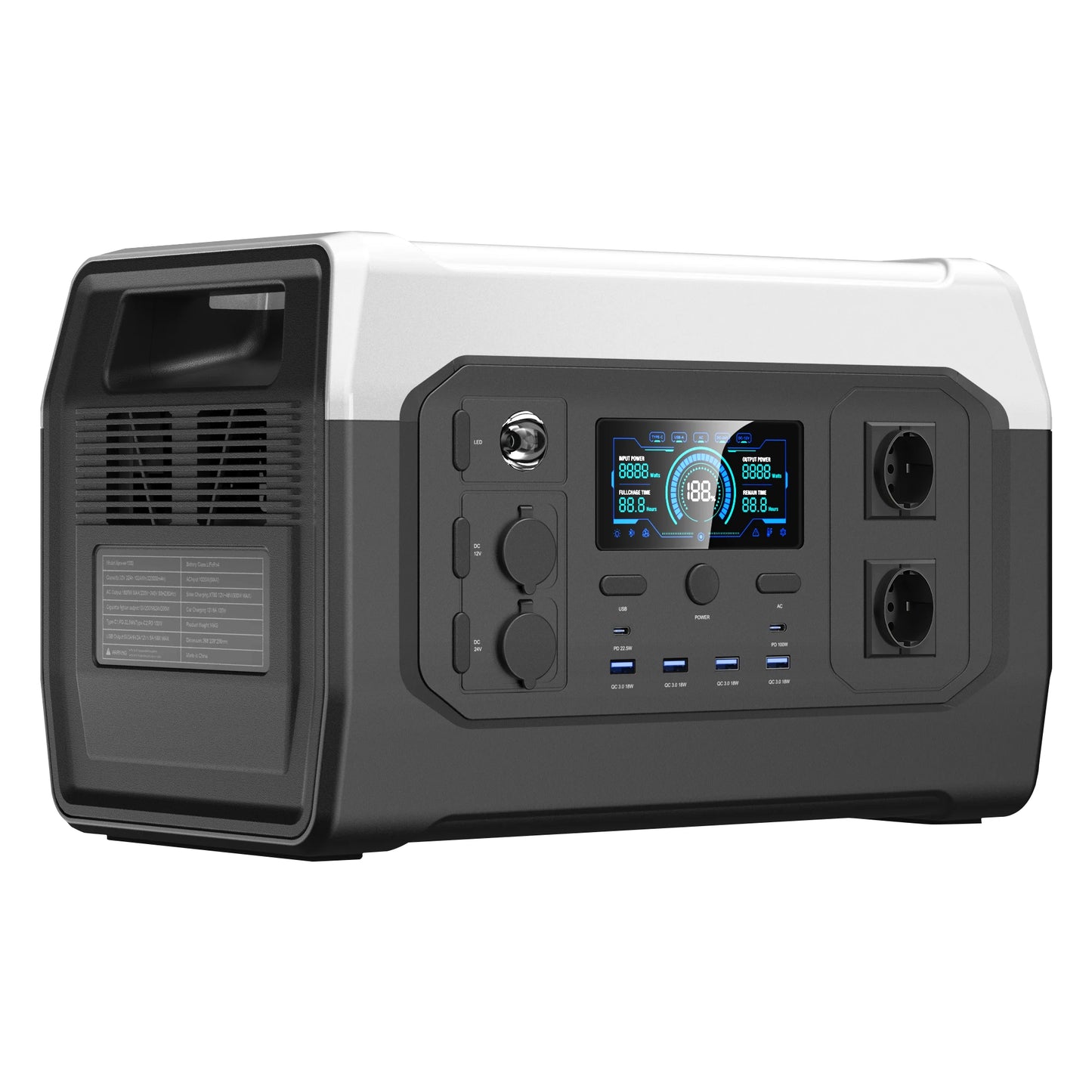 CTOLITY 200W 1800W Portable Power Station LiFePo4 Camping Solar Generator 110V 220V AC Energy Storage