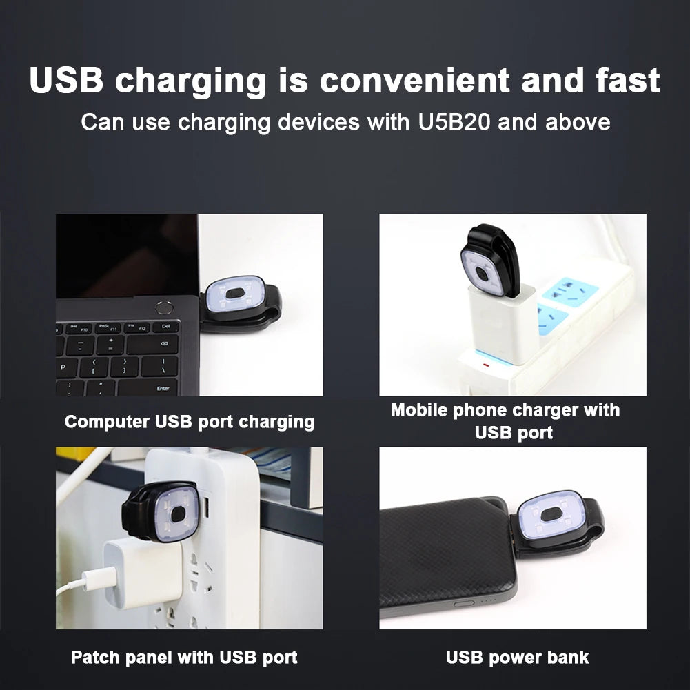 2-10PCS LED Clip Flashlight USB Charging LED Multifunction Lightweight Warning Lights for Night Walking