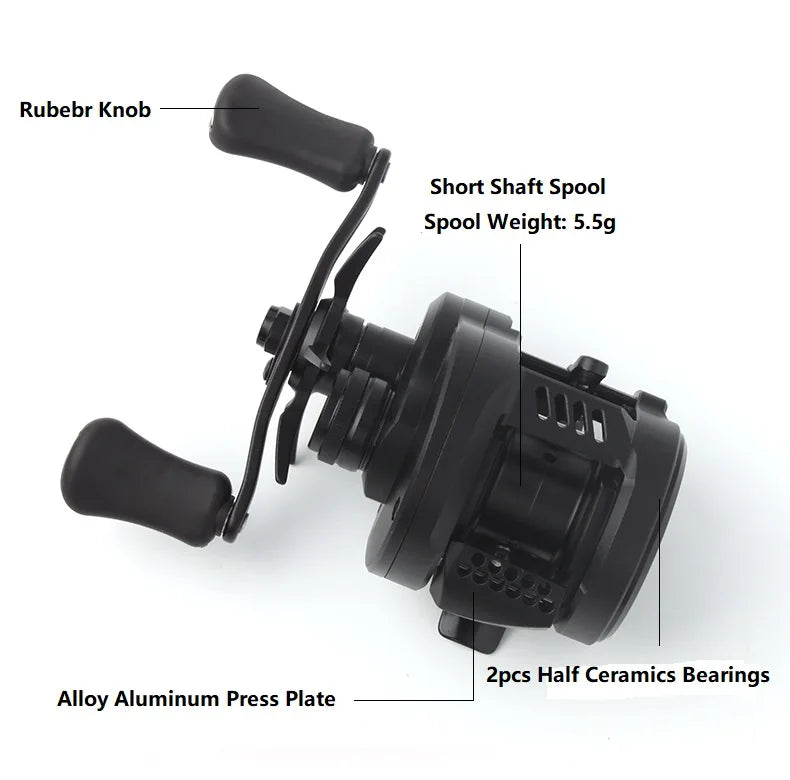 Kawa Fishing Reel Cast Drum Wheel DK100/150/200 Drag 7/15kg Casting Reel12+1BB Weigt 188/203g Metal Body Handle With Rubber Knob