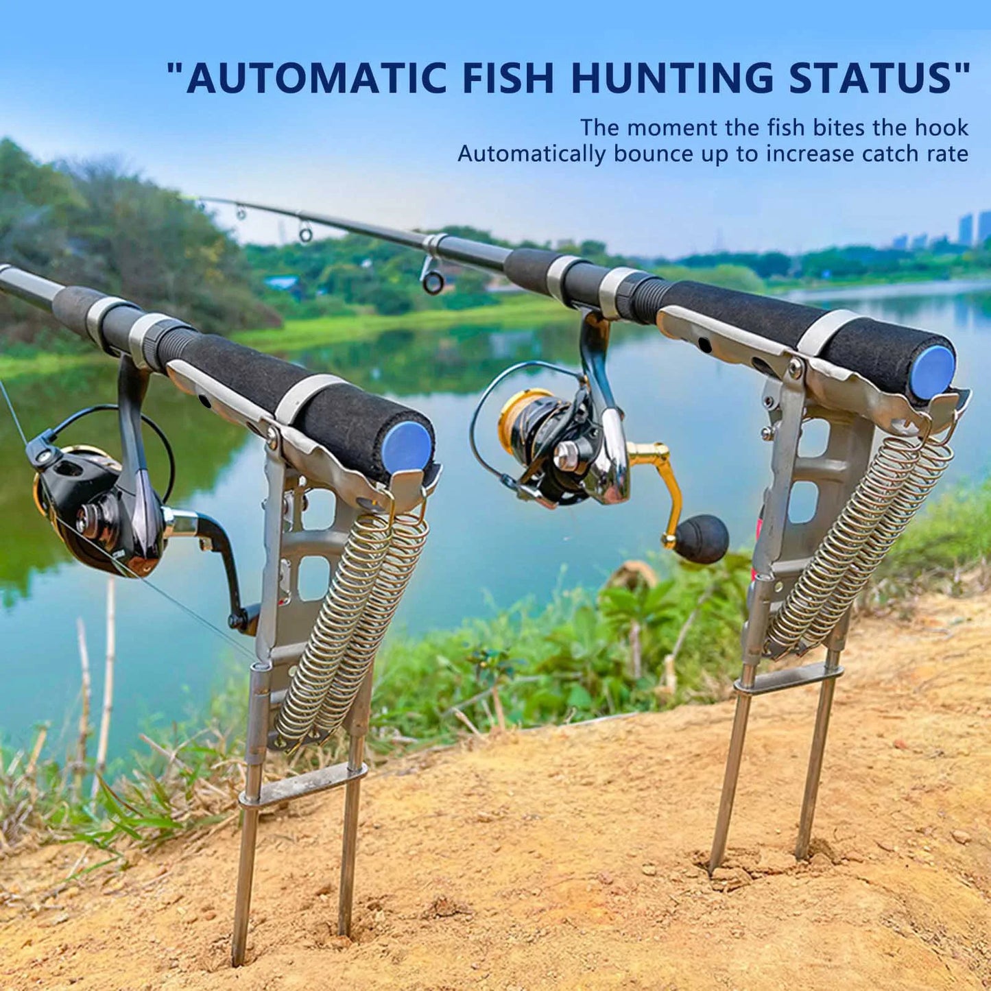 1-5pcs Automatic Fishing Rod bracket holders Stainless Steel pole stand Support double spring