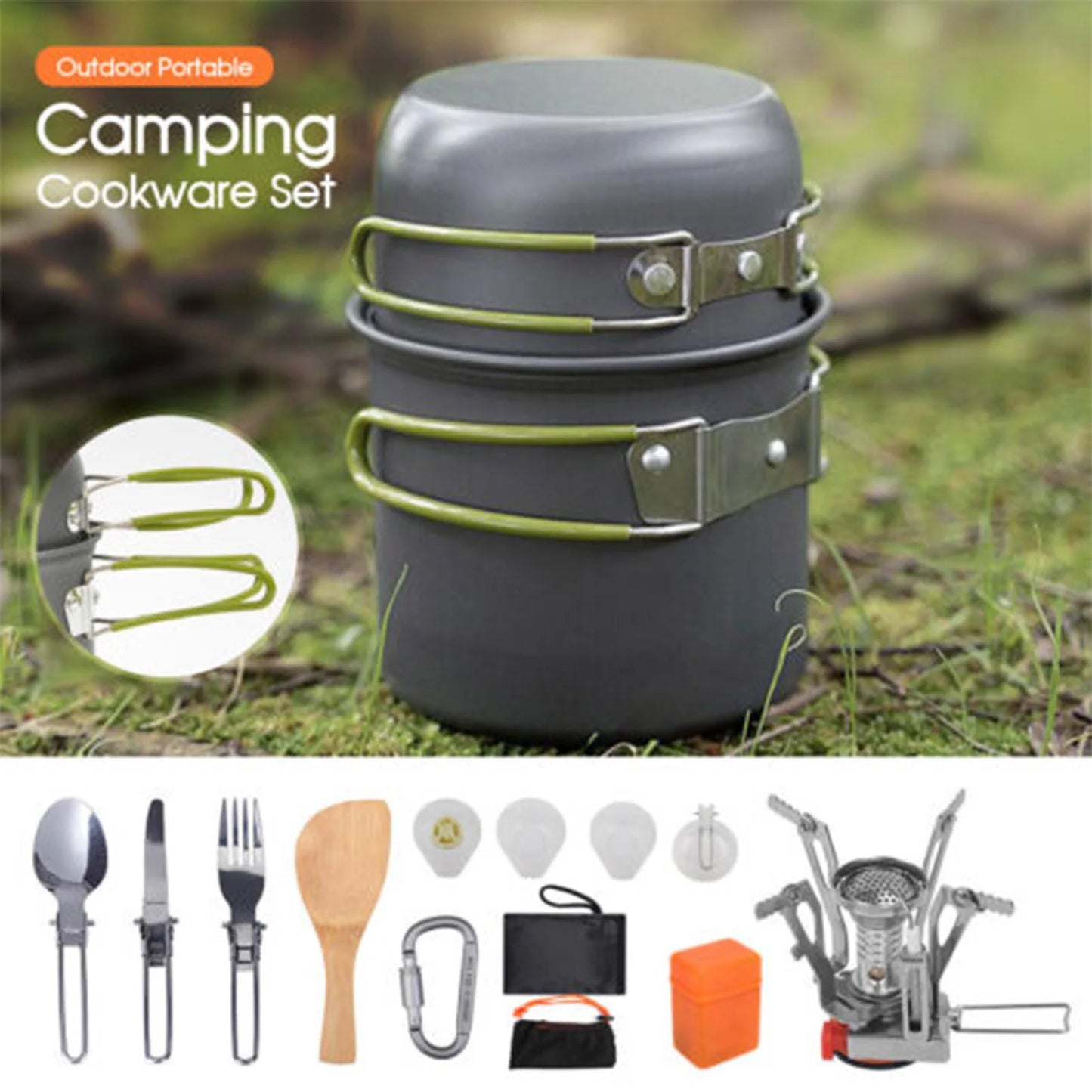 Outdoor Tableware Camp Cooking Set Portable Cook Gear Aluminum Alloy Cookware Sets