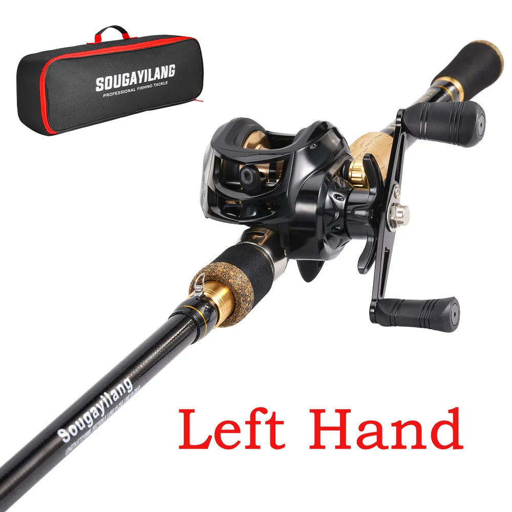 Sougayilang Baitcasting Fishing Rod and Reel Set 1.6m-2.1m Telescopic Fishing Rod Reel Combo Full Kit