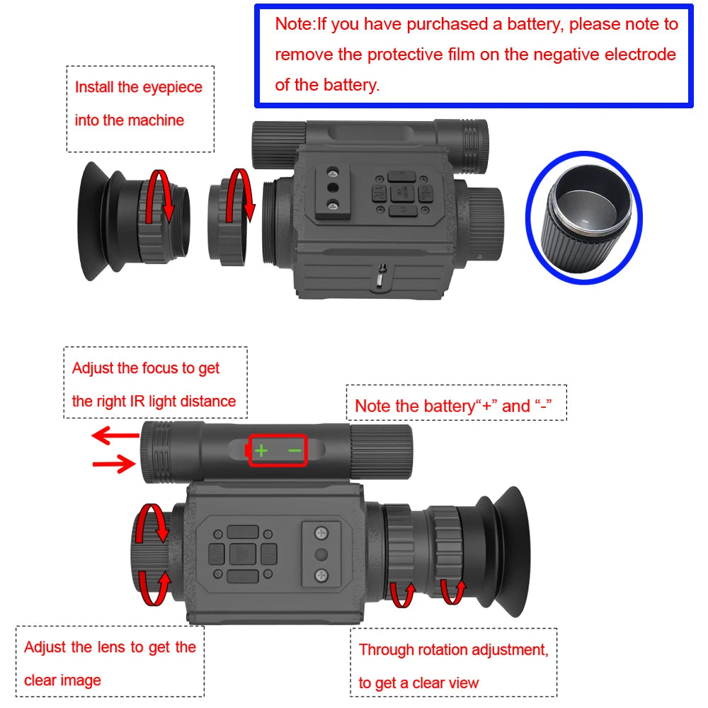 Megaorei NK006 Helmet Night Vision Monocular Long-Distance Infrared 5X Zoom 1080P