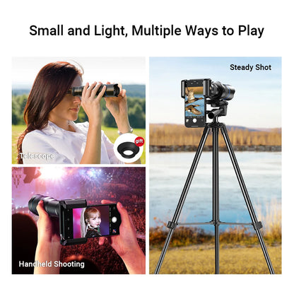 APEXEL HD Metal 20-40x zoom telephoto lens telescope lenses With Metal Extendable tripod for Samsung iPhone all Smartphones