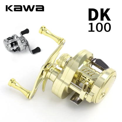 Kawa Fishing Reel Cast Drum Wheel DK100/150/200 Drag 7/15kg Casting Reel12+1BB Weigt 188/203g Metal Body Handle With Rubber Knob
