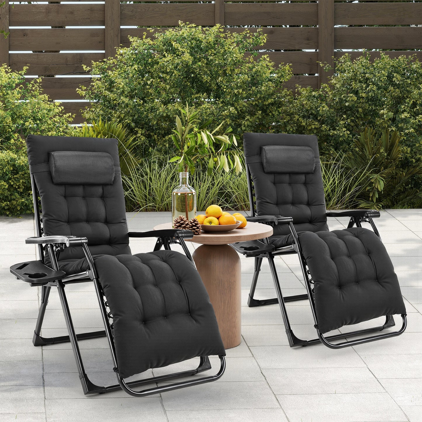 JHK Zero Gravity Portable Recliner  Chair with Cup Holder Trays Adjustable