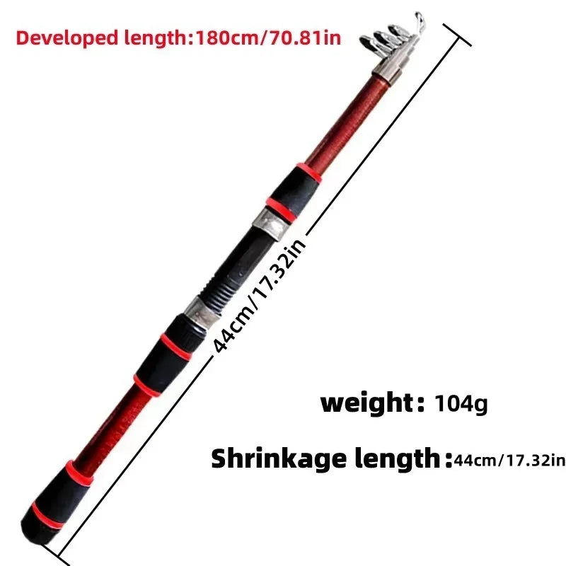 Fishing Pole Set Full Kits With Telescopic Fishing Rod And Spinning Reel Baits Hooks Travel Pole Set