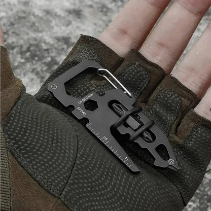 1PC Stainless Steel Carabiner Clip with Bottle Opener Keychain Multifunction Card Tool for Camping Climbing Outdoor Activities