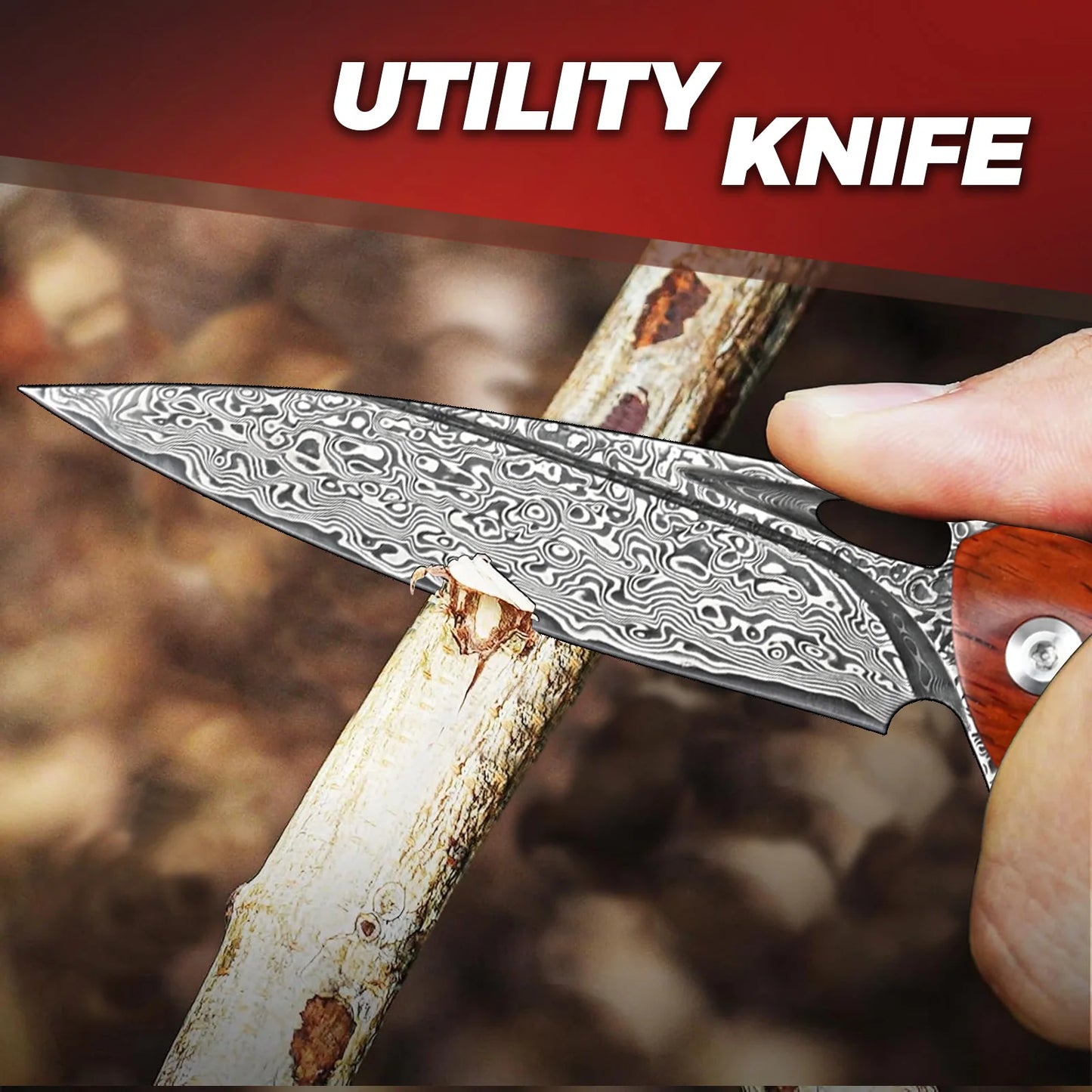 SDOKEDC VG10 Damascus Steel Folding Knives  Rosewood Handle