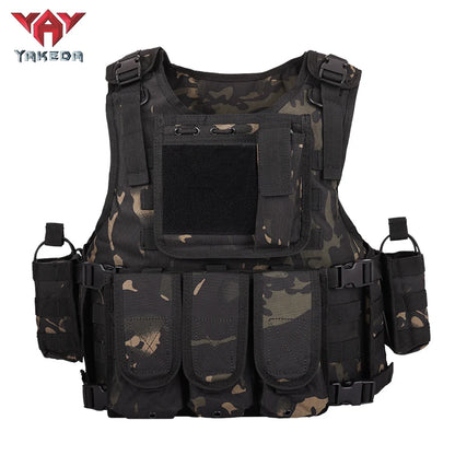 YAKEDA Tactical Vest for Airsoft Paintball Hunting, Adjustable Lightweight with Molle Pouches, Outdoor Protective Gear
