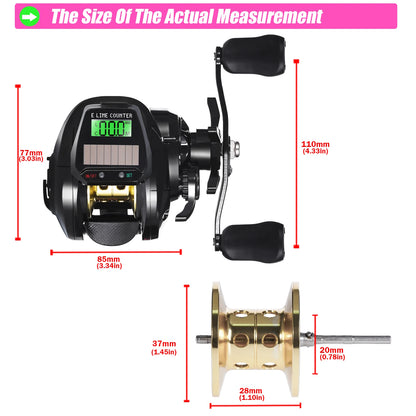 New Electronic Baitcasting Fishing Reel Led Screen USB And Solar Charging 7.2:1 Sea Saltwater Waterproof Cast Drum Wheel Casting