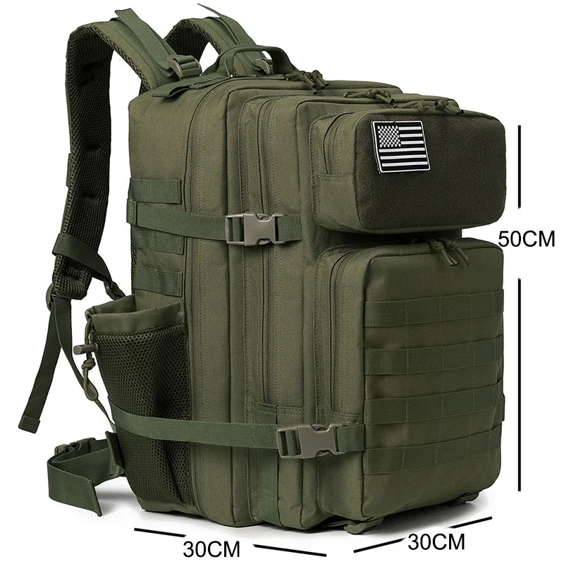 45L tactical backpack for outdoor sports hiking climbing travel with bottle holder