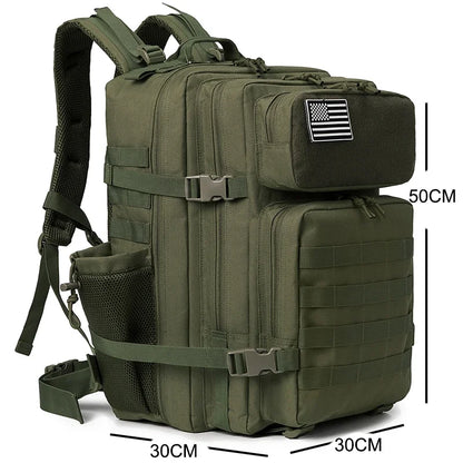 45L tactical backpack for outdoor sports hiking climbing travel with bottle holder