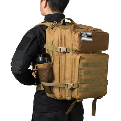 45L tactical backpack for outdoor sports hiking climbing travel with bottle holder
