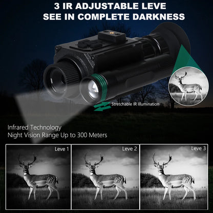 Megaorei NK006 Helmet Night Vision Monocular Long-Distance Infrared 5X Zoom 1080P