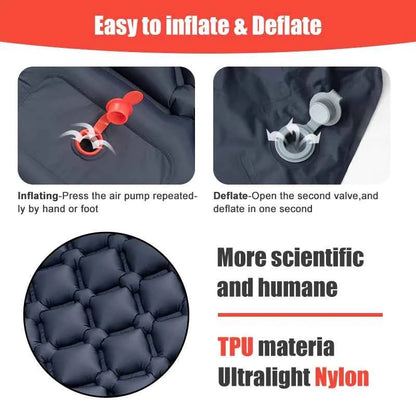 PACOONE Outdoor Sleeping Pad Camping Inflatable Mattress Built-in Pump Ultralight