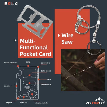 Multi-Functional Tool Backpack Emergency Survival Kit Camping Gear First Aid Supplies