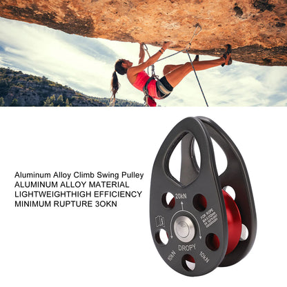 Portable Climbing Pulley Aluminum Alloy Single Fixed Swing Pulley 20KN Large Load Bearing Ascender For Rock Climbing