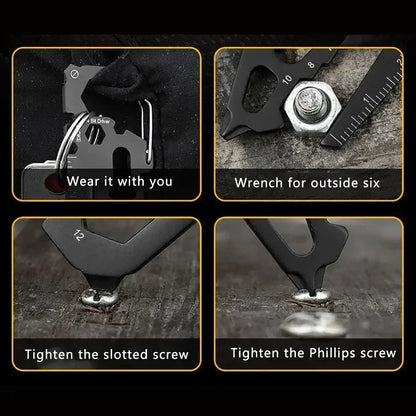 1PC Stainless Steel Carabiner Clip with Bottle Opener Keychain Multifunction Card Tool for Camping Climbing Outdoor Activities