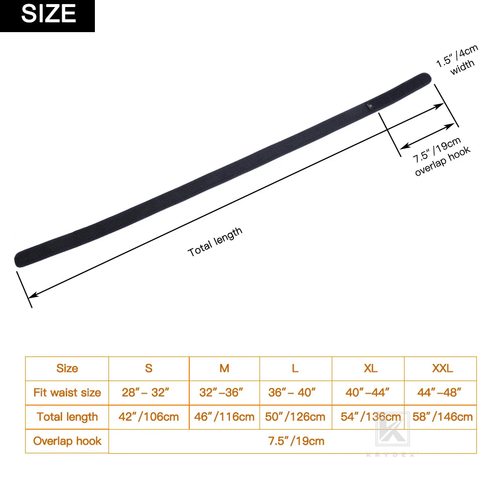 KRYDEX Tactics Buckleless Inner Liner Belt 1.5 Inch Nylon Loop Liner  S - XXL