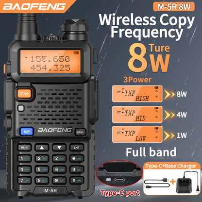 1/2PCS Baofeng M-5R 8W Walkie Talkie Multi Band Type-C Wireless Copy Frequency AM Long Range For UV-5R Two Way Ham Radio